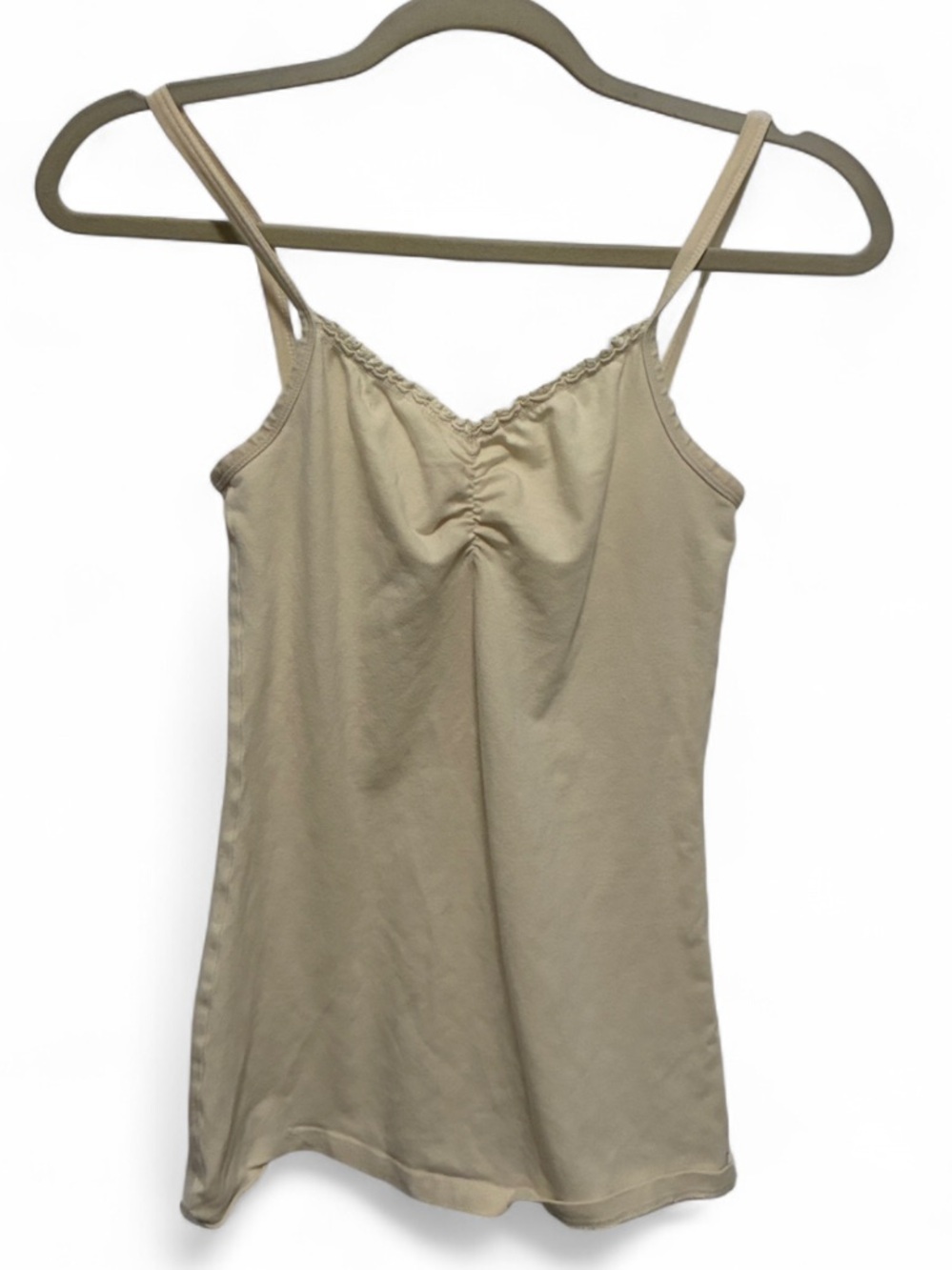 Y2K BKE Cream Ruched Front Spaghetti Strap Tank Top